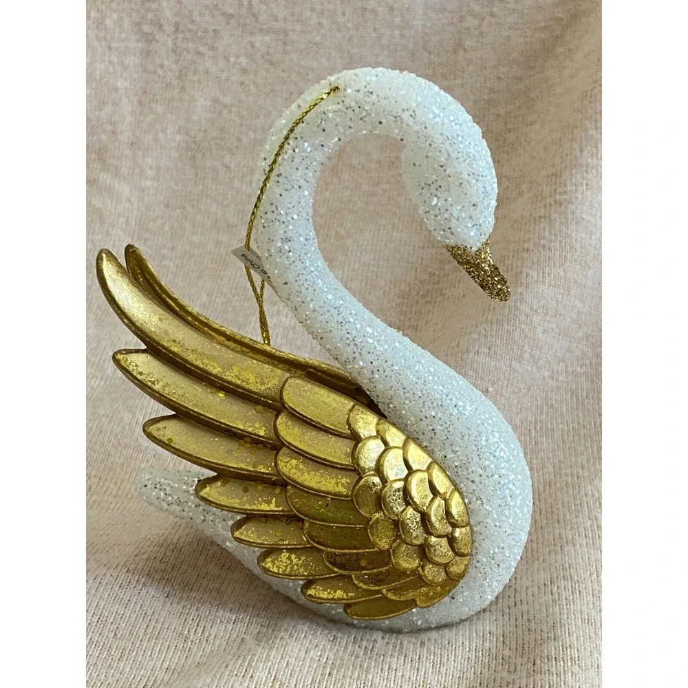 Katherine's Collection ~Vintage Glittering Swan Golden Wings Christmas Ornaments